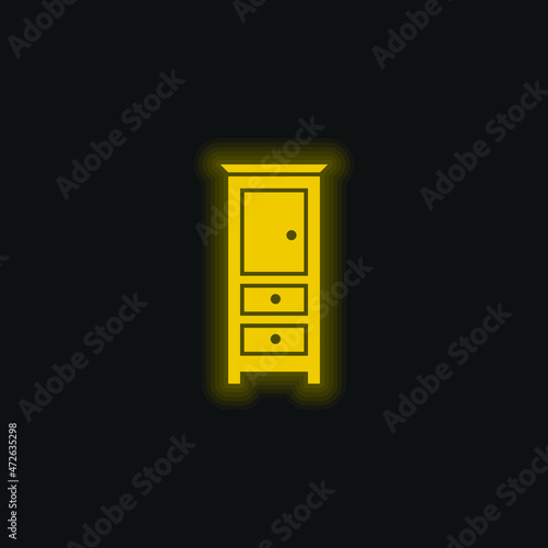 Bedroom Drawers Furniture yellow glowing neon icon