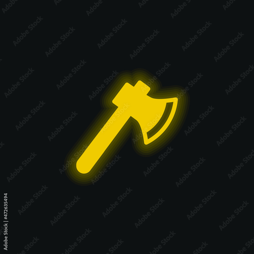 Axe yellow glowing neon icon Axe yellow glowing neon icon