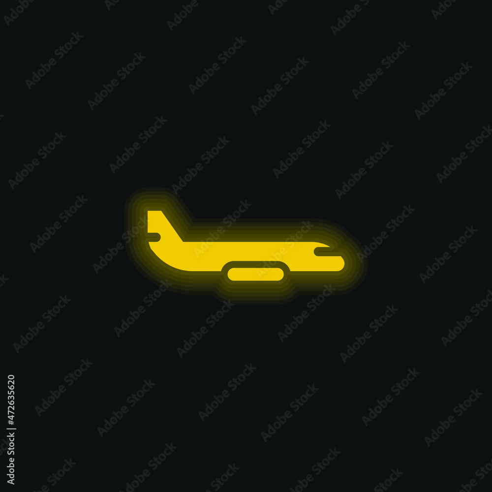 Airplanes yellow glowing neon icon Airplanes yellow glowing neon icon