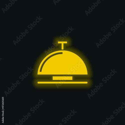 Bell yellow glowing neon icon
