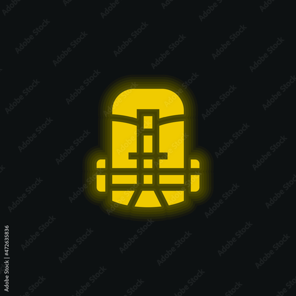 Obraz premium Backpack yellow glowing neon icon