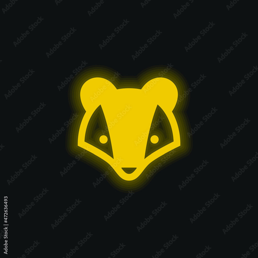 Badger yellow glowing neon icon Badger yellow glowing neon icon
