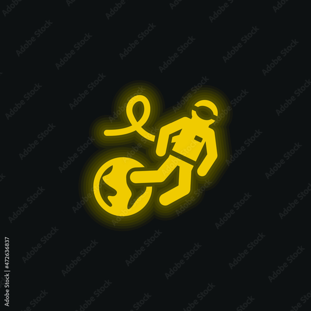 Astronaut yellow glowing neon icon Astronaut yellow glowing neon icon