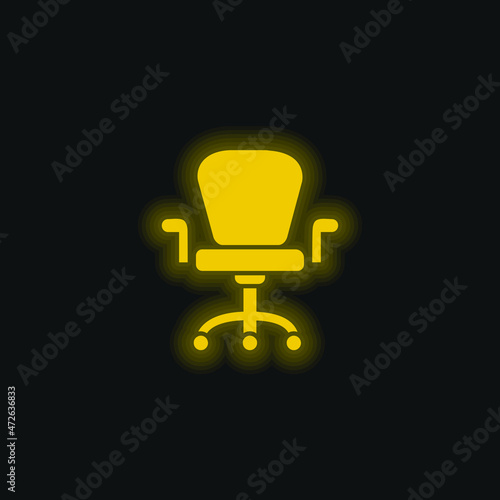 Armchair With Wheels Of Studio Furniture yellow glowing neon icon