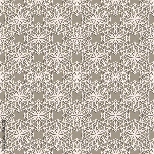 Ornamental lace pattern. The pattern is made in Arabic style in beige tones.