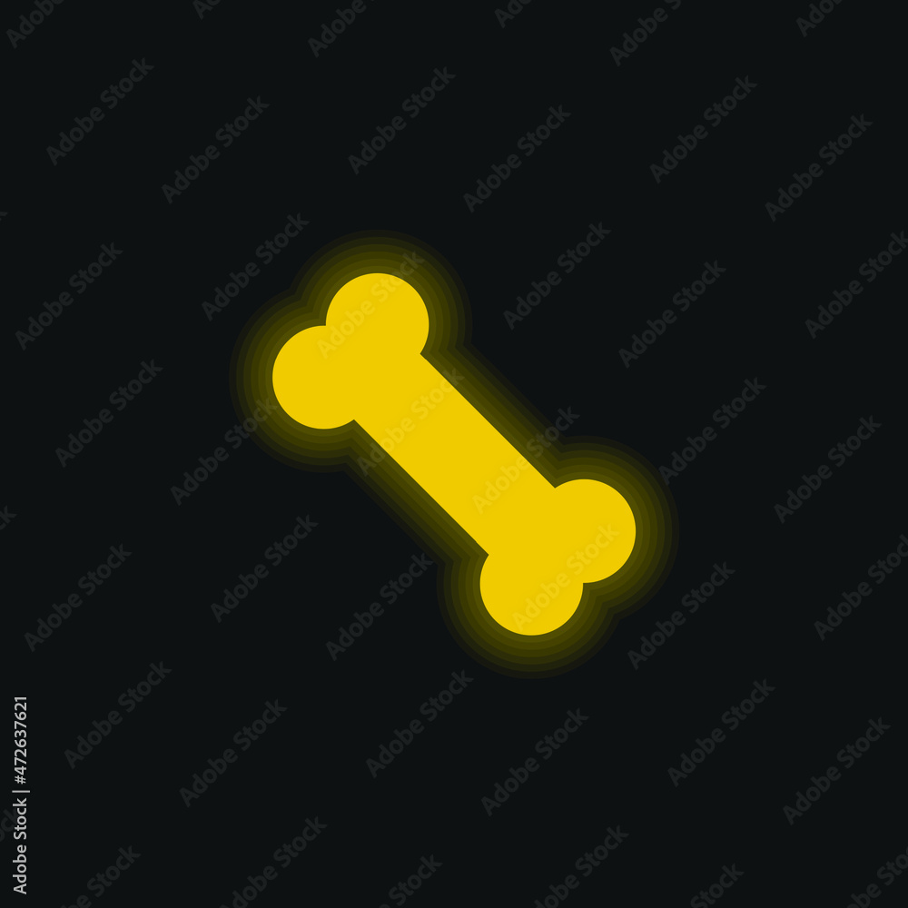 Bone yellow glowing neon icon Bone yellow glowing neon icon