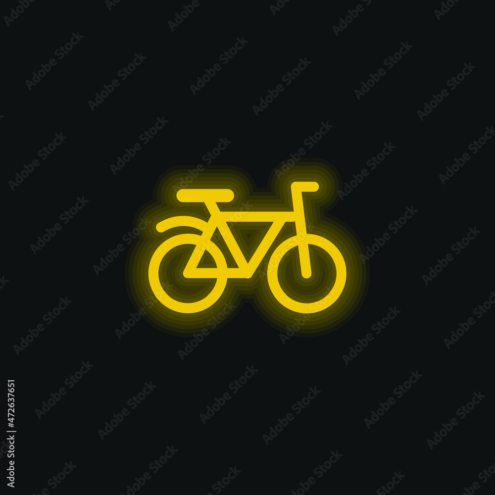 Bicycle yellow glowing neon icon Bicycle yellow glowing neon icon