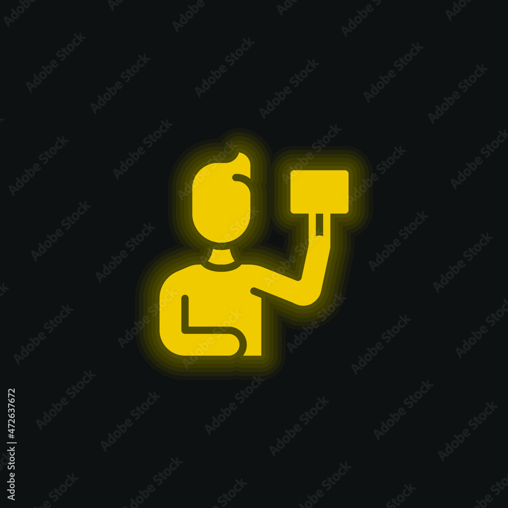 Bidding yellow glowing neon icon Bidding yellow glowing neon icon