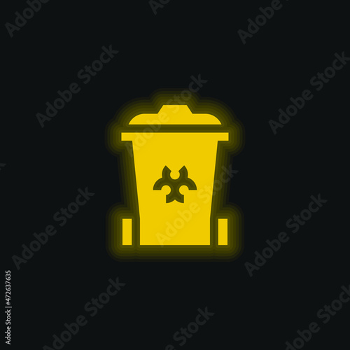 Biomedical Waste yellow glowing neon icon