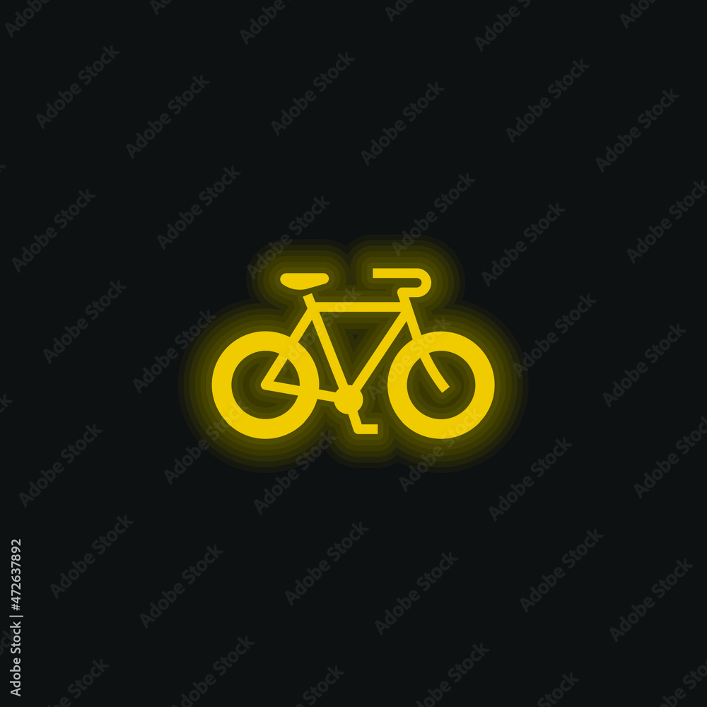 Bicycle yellow glowing neon icon Bicycle yellow glowing neon icon