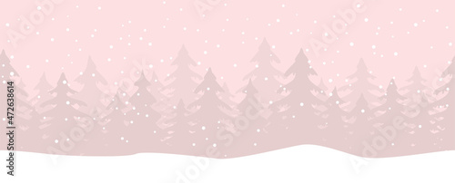 christmas landscape background with firs and snowfall