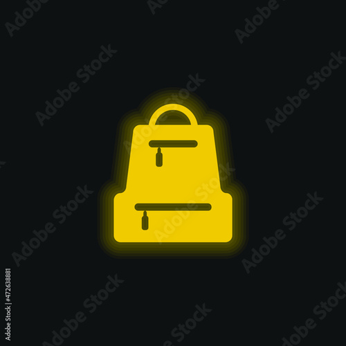 Bag Pack yellow glowing neon icon