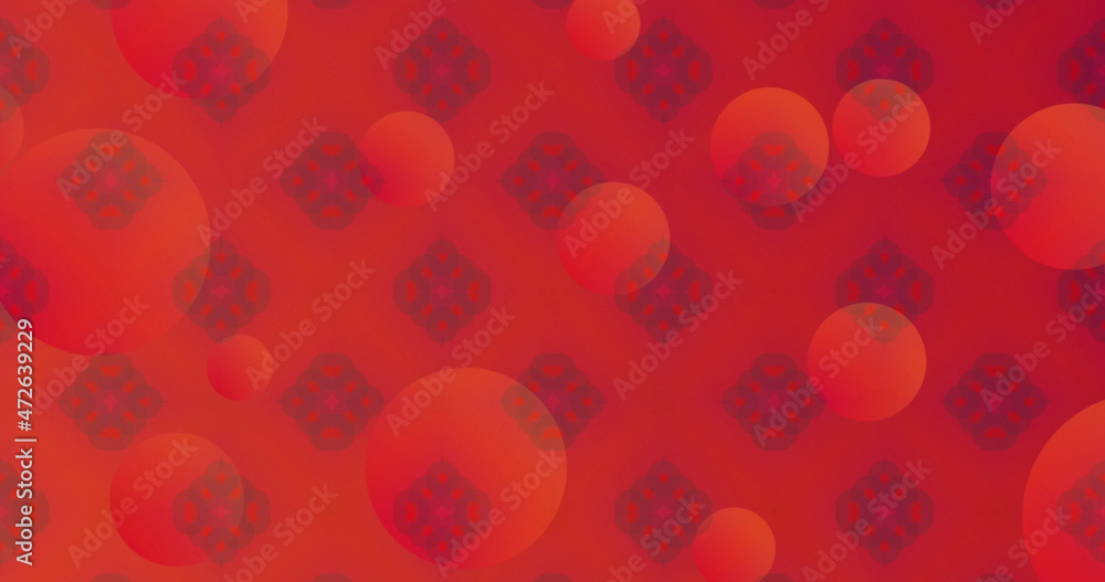 Image of orange spots over moving shapes