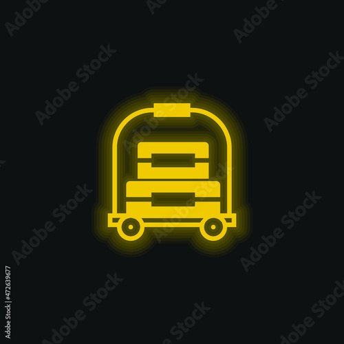 Bellhop yellow glowing neon icon