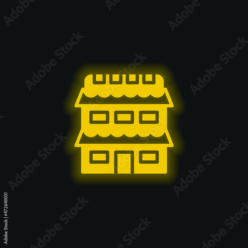 Appartment yellow glowing neon icon