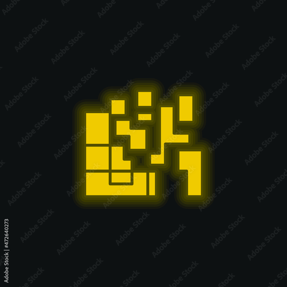 Artistic Squares yellow glowing neon icon Artistic Squares yellow glowing neon icon