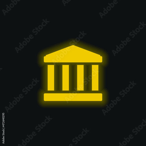 Antique Building yellow glowing neon icon