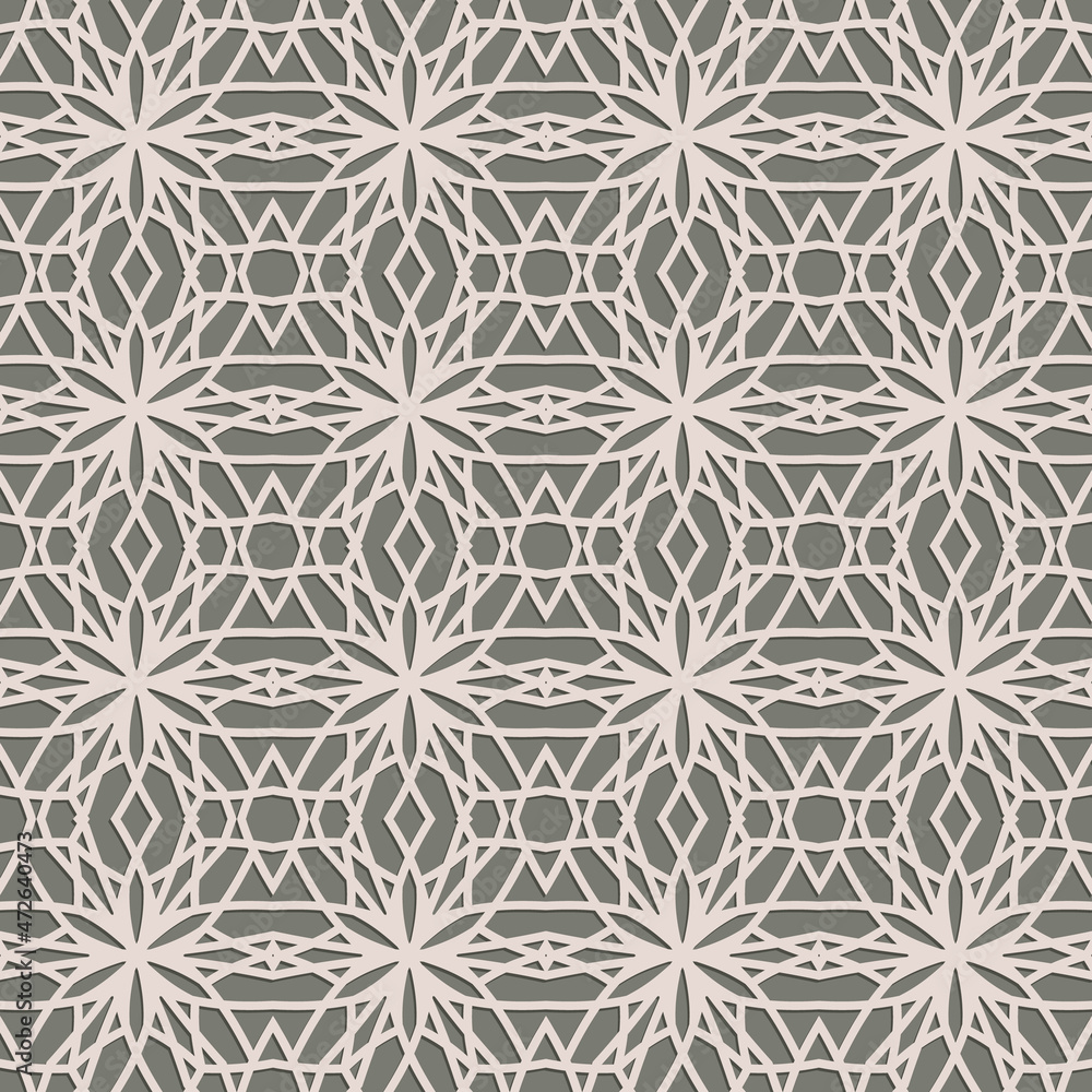 Ornamental lace pattern. The pattern is made in Arabic style in beige tones.