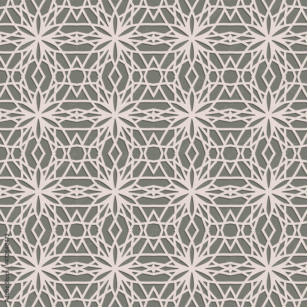 Ornamental lace pattern. The pattern is made in Arabic style in beige tones. Ornamental lace pattern. The pattern is made in Arabic style in beige tones.