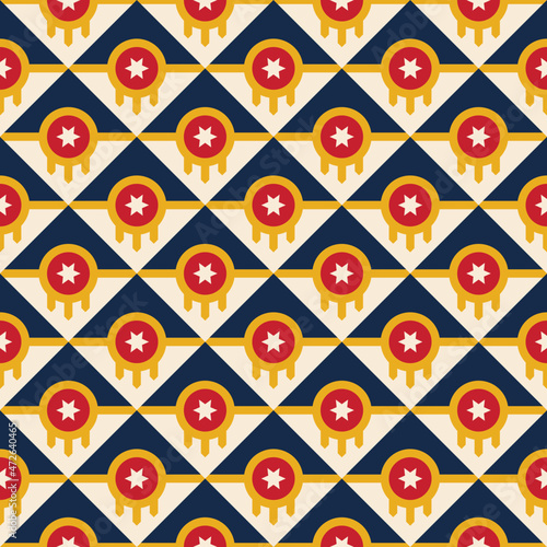 seamless pattern of tulsa flag. vector illustration. print, book cover, wrapping paper, decoration, banner and etc photo