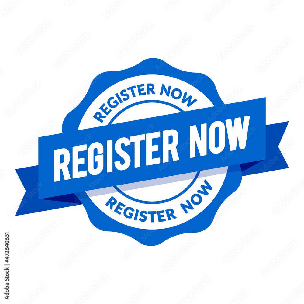 Obraz premium Vector Illustration Register Now Seal Label