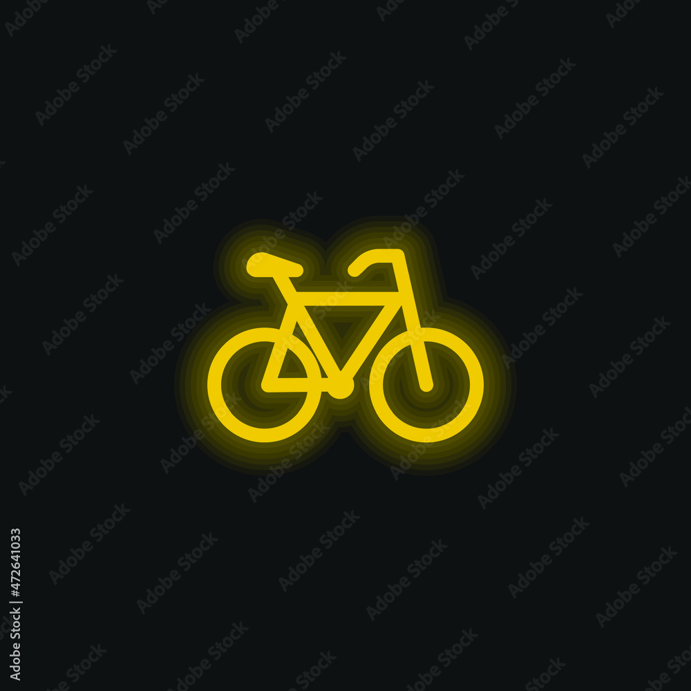 Fototapeta premium Bicycle yellow glowing neon icon