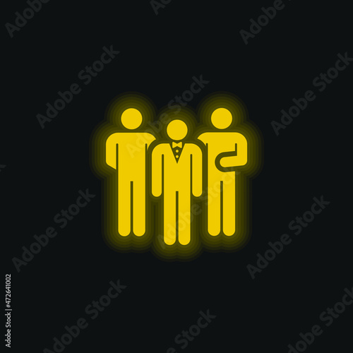 Bodyguard yellow glowing neon icon