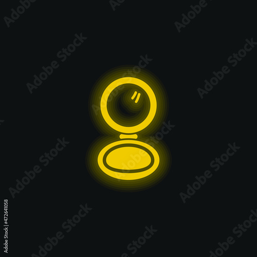 Blush Makeup Circular Opened Case yellow glowing neon icon