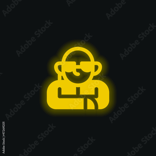 Bodyguard yellow glowing neon icon