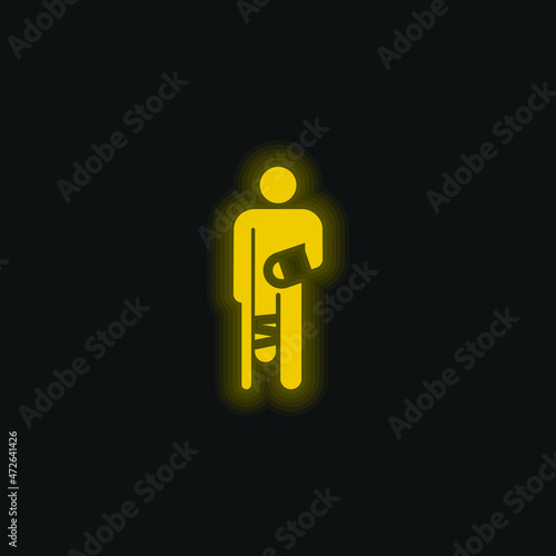 Accident yellow glowing neon icon