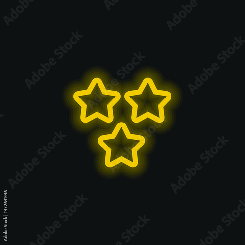 3 Stars Outlines yellow glowing neon icon