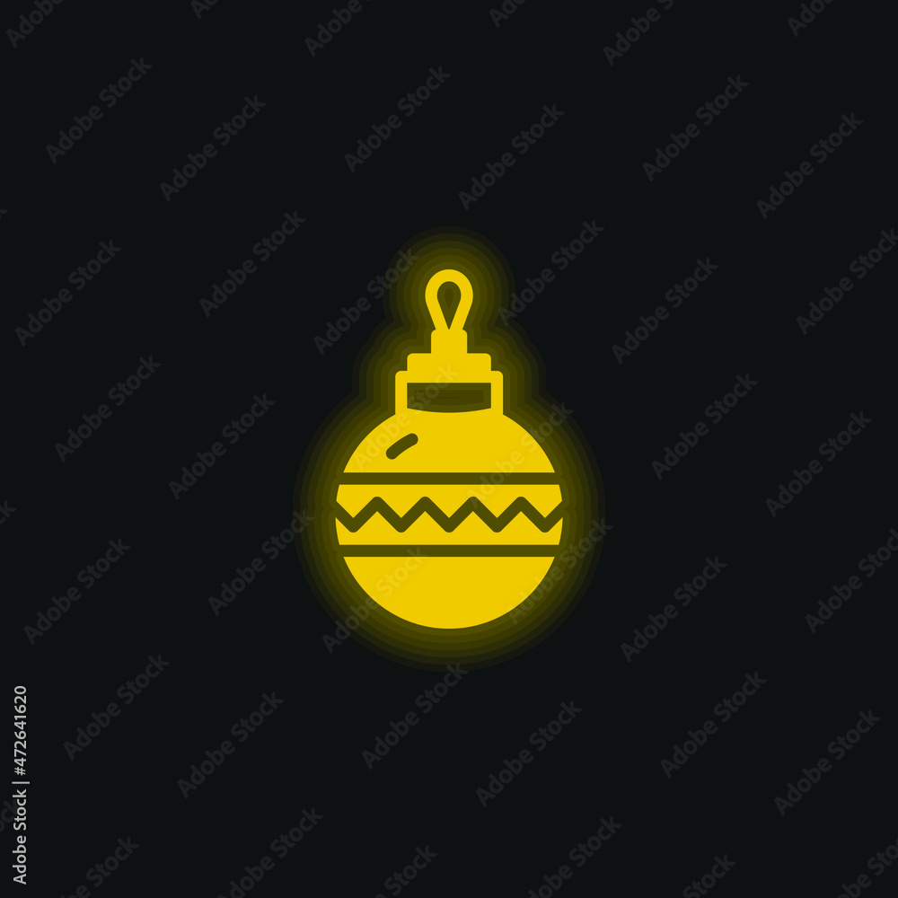 Bauble yellow glowing neon icon Bauble yellow glowing neon icon