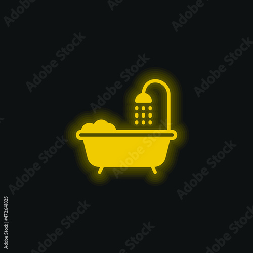 Bathtub yellow glowing neon icon