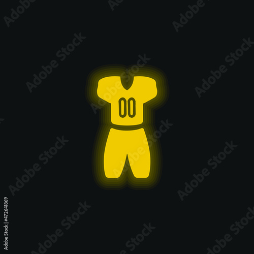 American Football Clothes yellow glowing neon icon