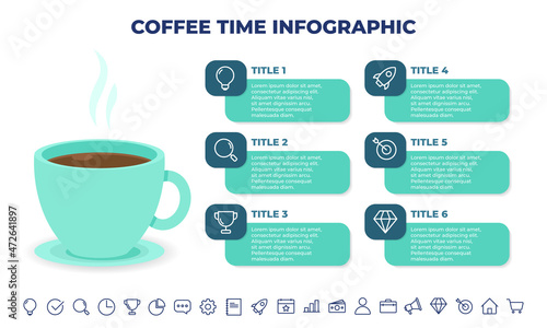 coffee time infographic design template.business infographic template for presentations, banner, workflow layout, process diagram, flow chart and how it work