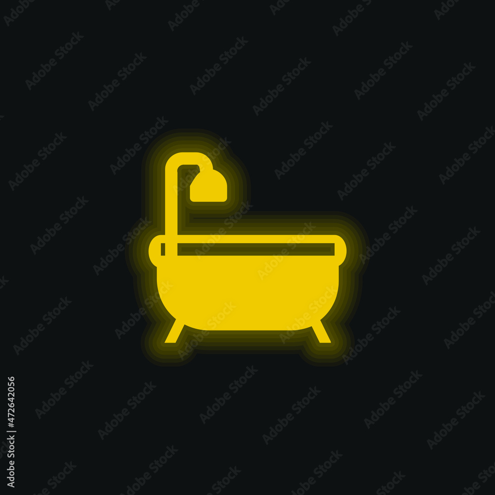 Bath Tub yellow glowing neon icon Bath Tub yellow glowing neon icon