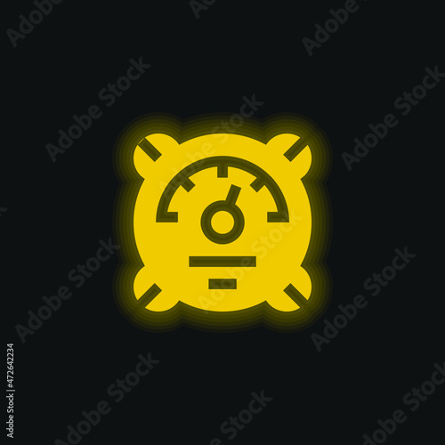 Barometer yellow glowing neon icon