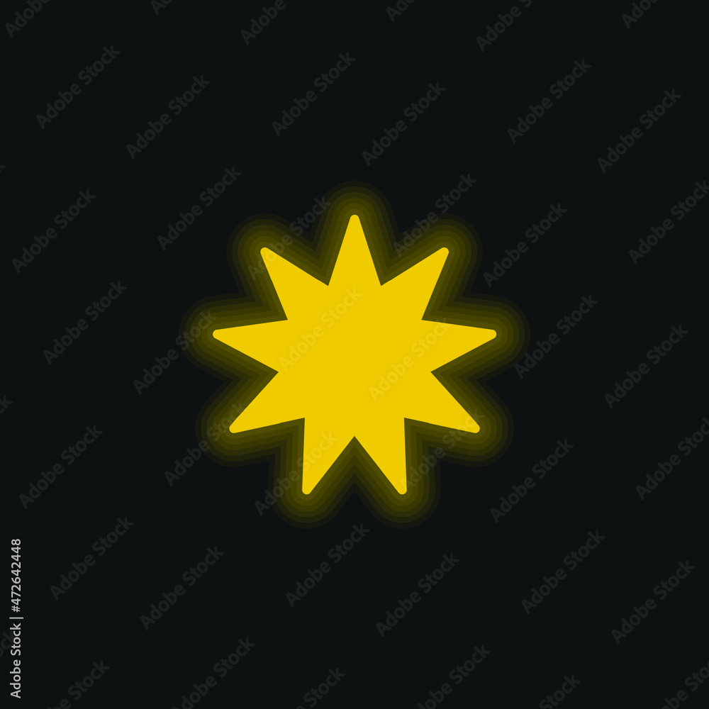 Bahai yellow glowing neon icon