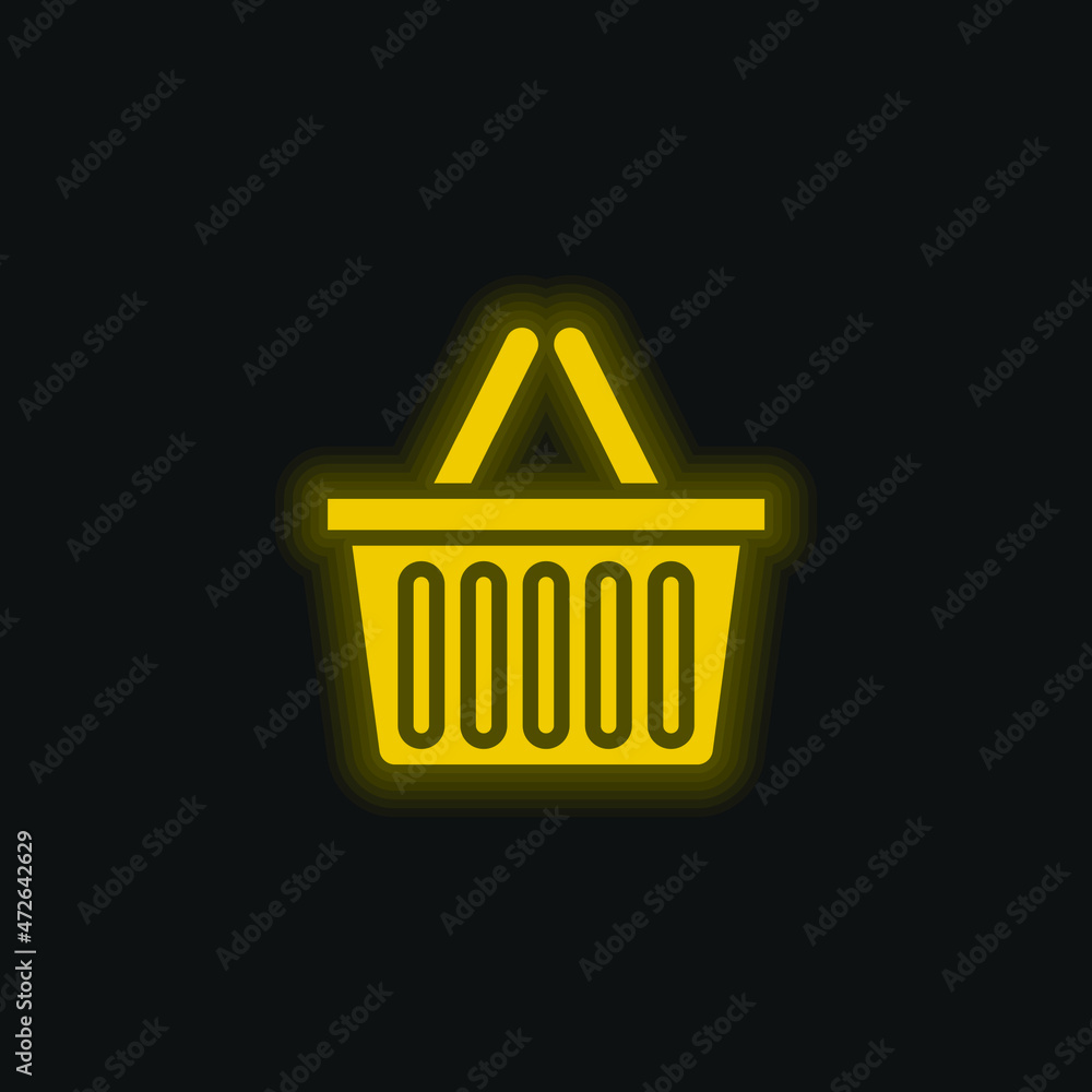 Basket yellow glowing neon icon Basket yellow glowing neon icon