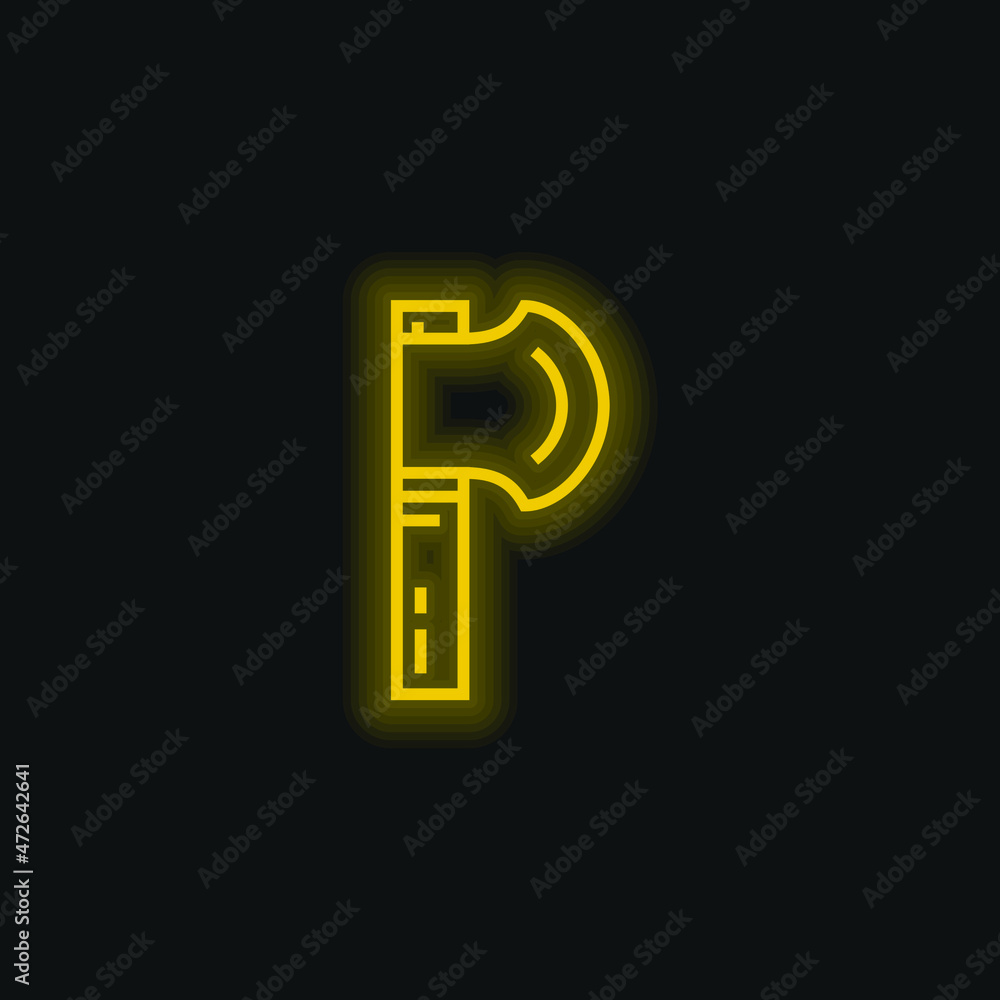 Axe yellow glowing neon icon Axe yellow glowing neon icon
