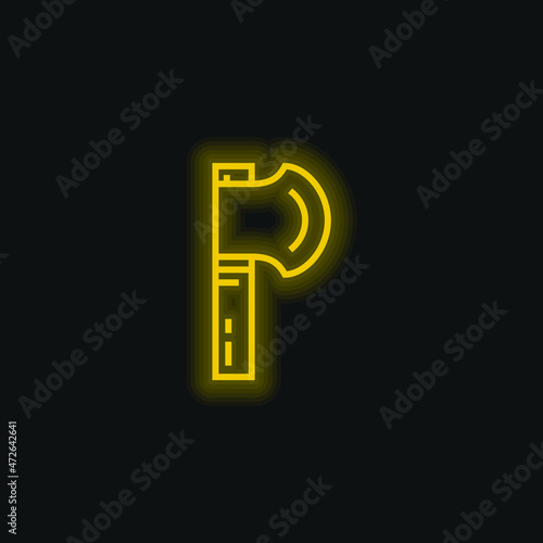 Axe yellow glowing neon icon
