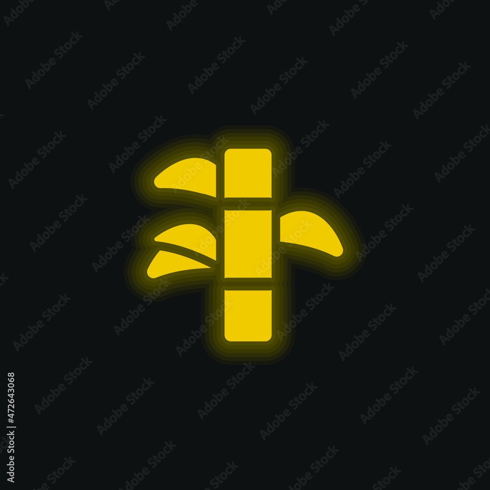 Obraz premium Bamboo yellow glowing neon icon