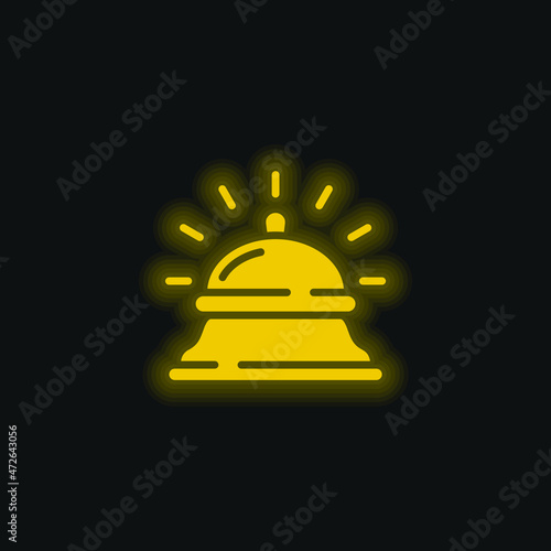 Bell yellow glowing neon icon