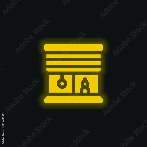 Blinds yellow glowing neon icon