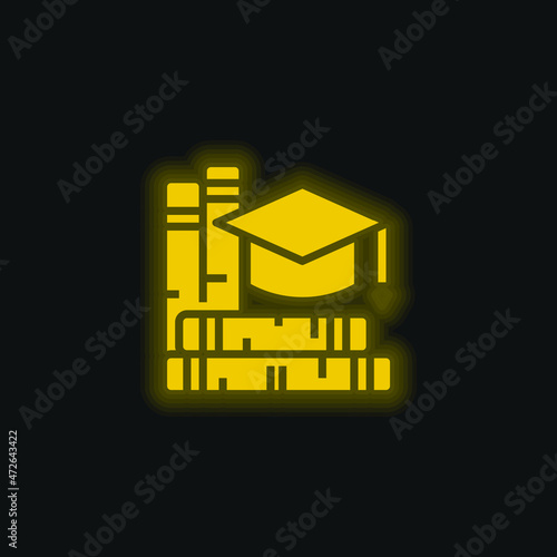Book yellow glowing neon icon