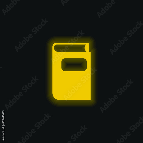 Book Gross Black Shape yellow glowing neon icon