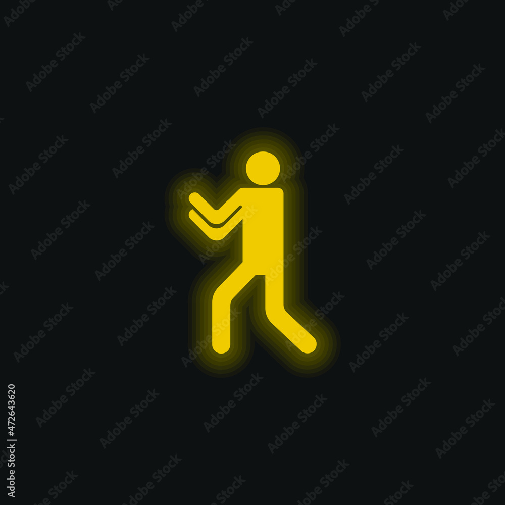 Boxing Silhouette yellow glowing neon icon Boxing Silhouette yellow glowing neon icon