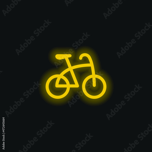 Bicycle yellow glowing neon icon