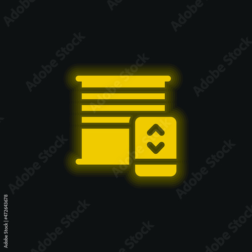 Blinds yellow glowing neon icon