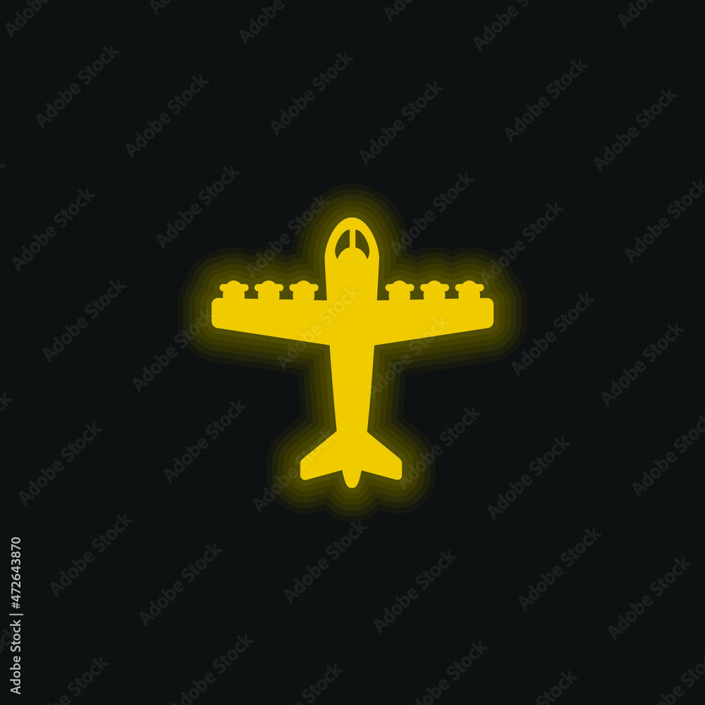 Fototapeta premium Bombardier yellow glowing neon icon